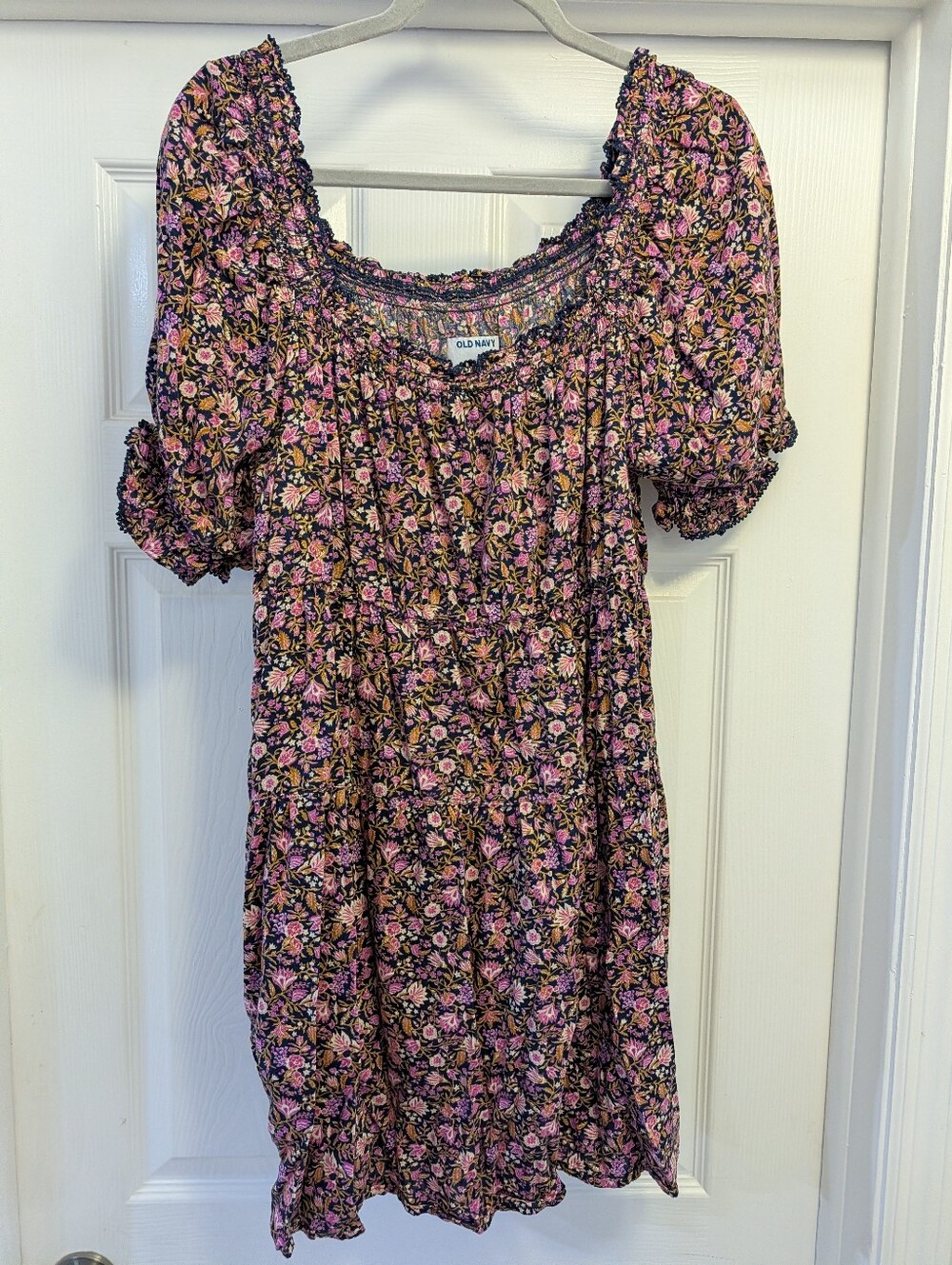 Old Navy Floral Puff Sleeve Smocked Dress Large